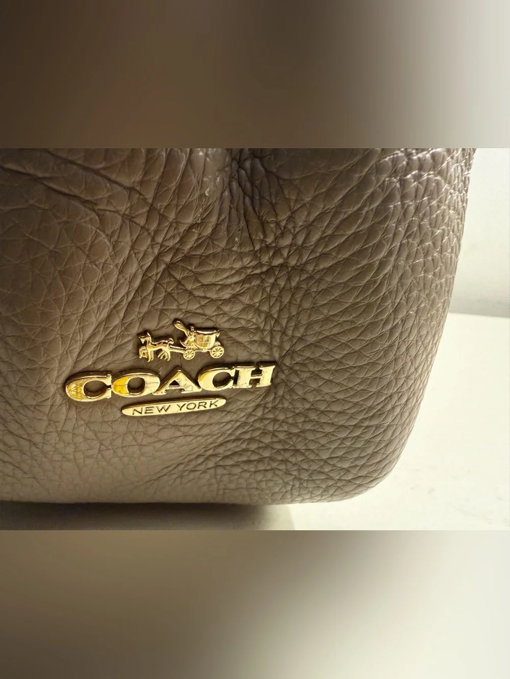 Coach Leather Madison  Phoebe Shoulder Bag-taupe/grey - 3 compartments